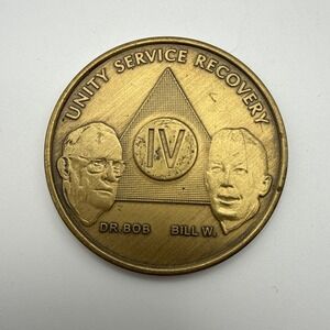 4 Year Alcoholics Anonymous AA Founders Bronze Medallion Coin Sobriety Chip